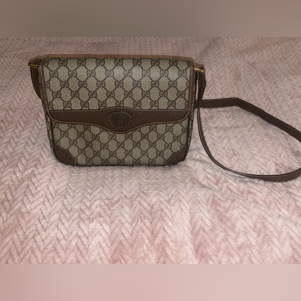 Vintage Gucci Brown and Tan Crossbody Bag